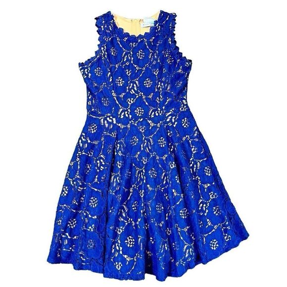 Tween Diva Sleeveless Blue Lace Dress 12 - Picture 1 of 7